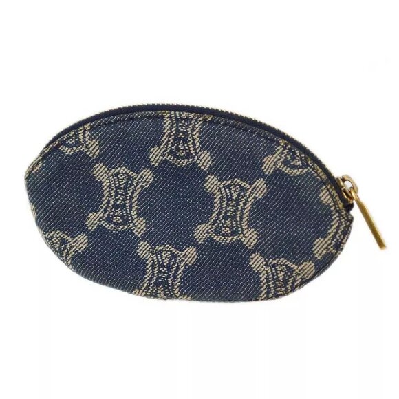 AUTHENTICITY GUARANTEED Celine Blue Denim Macadam Coin Purse Wallet PP- - Picture 2 of 7